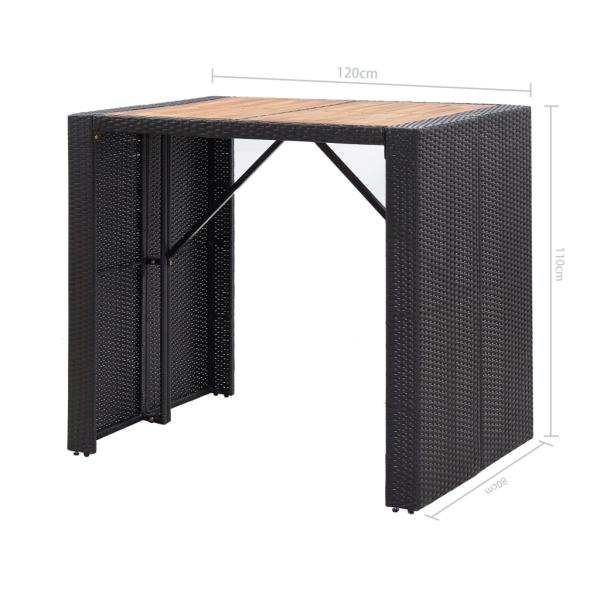 ARDEBO.de - 5-tlg. Garten-Bar-Set Poly Rattan und Akazienholz Schwarz