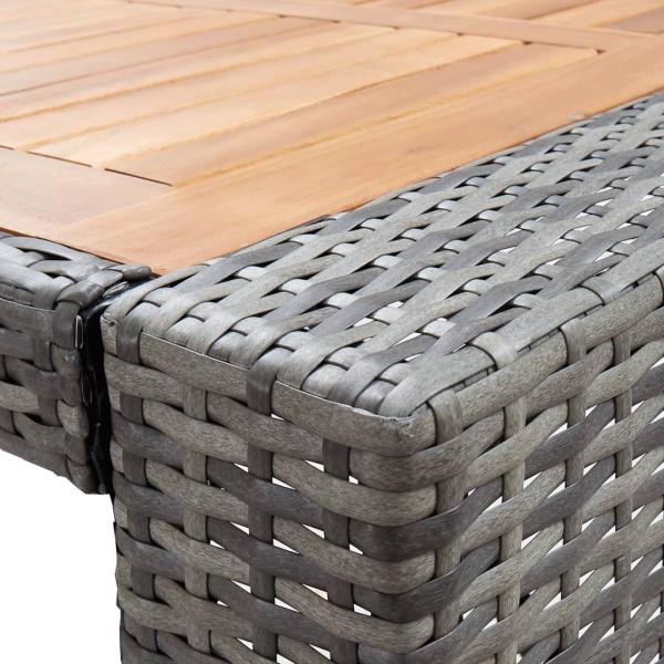 5-tlg. Garten-Bar-Set Poly Rattan und Akazienholz Grau
