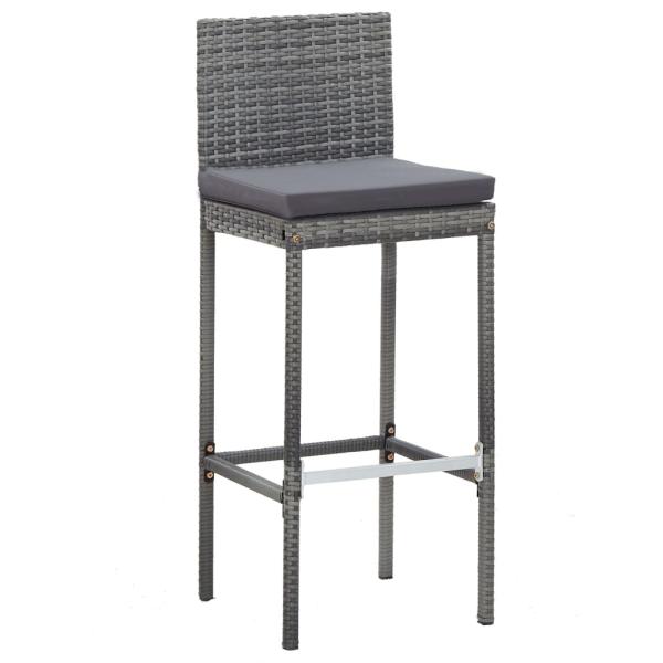 5-tlg. Garten-Bar-Set Poly Rattan und Akazienholz Grau