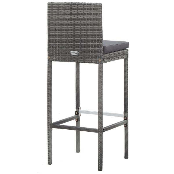 5-tlg. Garten-Bar-Set Poly Rattan und Akazienholz Grau