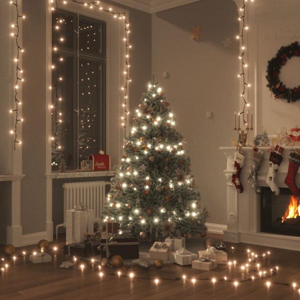 ARDEBO.de - Lichterkette mit 400 LEDs 40 m 8 Lichteffekte Warmweiß