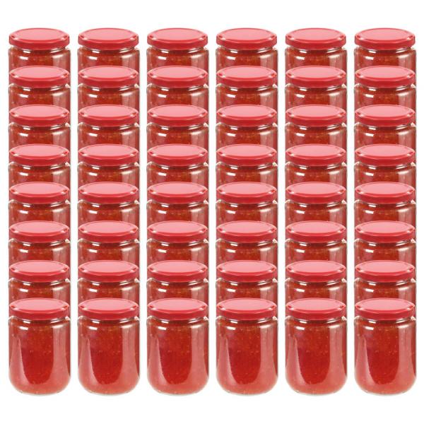 ARDEBO.de - Marmeladengläser mit Rotem Deckel 48 Stk. 230 ml