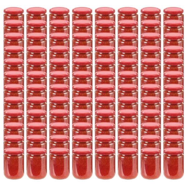 ARDEBO.de - Marmeladengläser mit Rotem Deckel 96 Stk. 230 ml