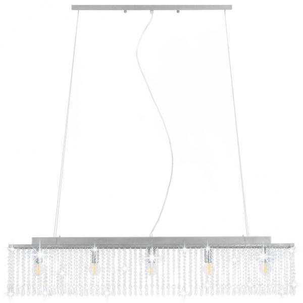 Deckenleuchte mit Kristallperlen Silbern 104 cm E14 