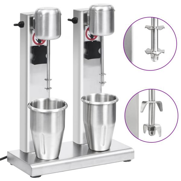 ARDEBO.de - Milchshake-Mixer mit zwei Bechern Edelstahl 2 L
