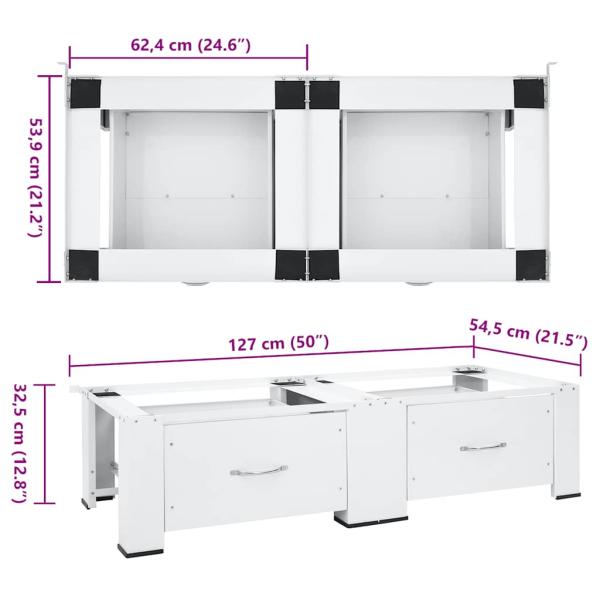Doppel-Untergestell für Waschmaschine und Trockner Weiß
