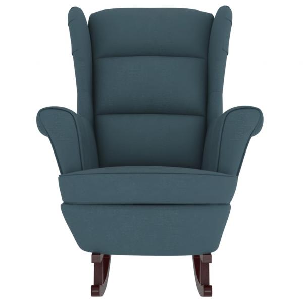 Schaukelsessel und Hocker mit Holzbeinen Blau Samt