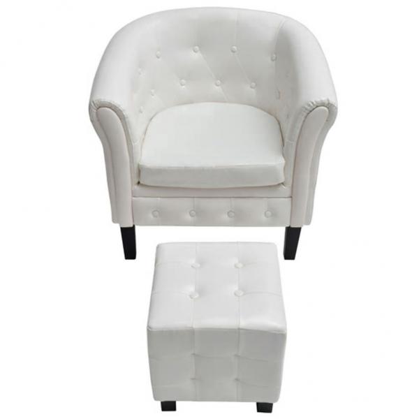 Sessel mit Fußhocker Weiß Kunstleder