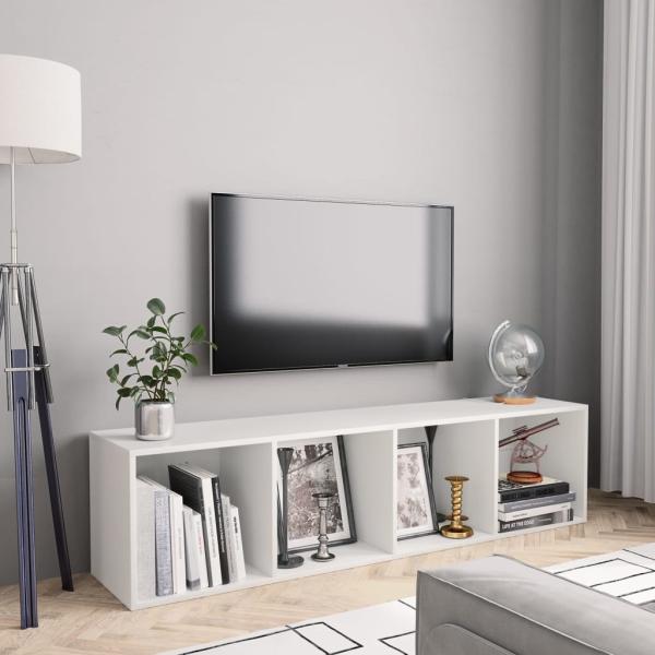 ARDEBO.de - Bücherregal/TV-Schrank Weiß 143×30×36 cm