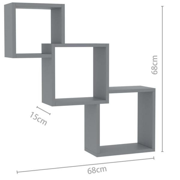 ARDEBO.de - Cube Wandregale Grau 68x15x68 cm Holzwerkstoff