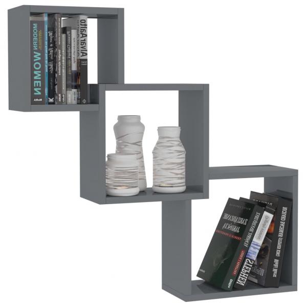 Cube Wandregale Hochglanz-Schwarz 68x15x68 cm Holzwerkstoff