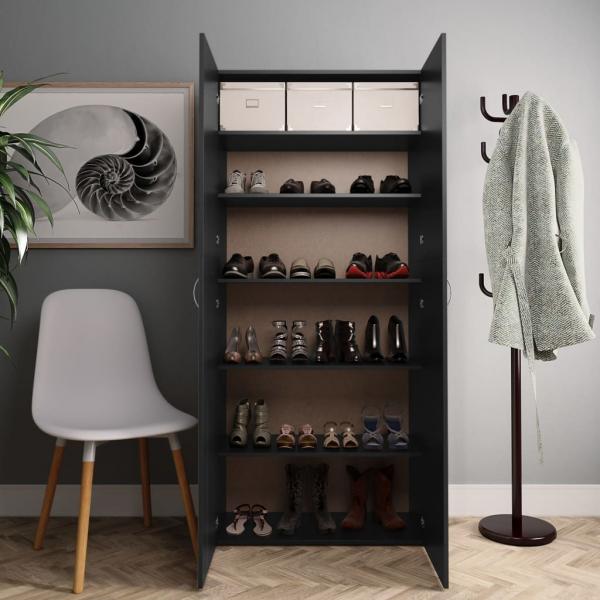 ARDEBO.de - Schuhschrank Schwarz 80x35,5x180 cm Holzwerkstoff
