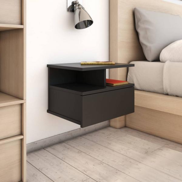 ARDEBO.de - Hängender Nachttisch Schwarz 40x31x27 cm Holzwerkstoff