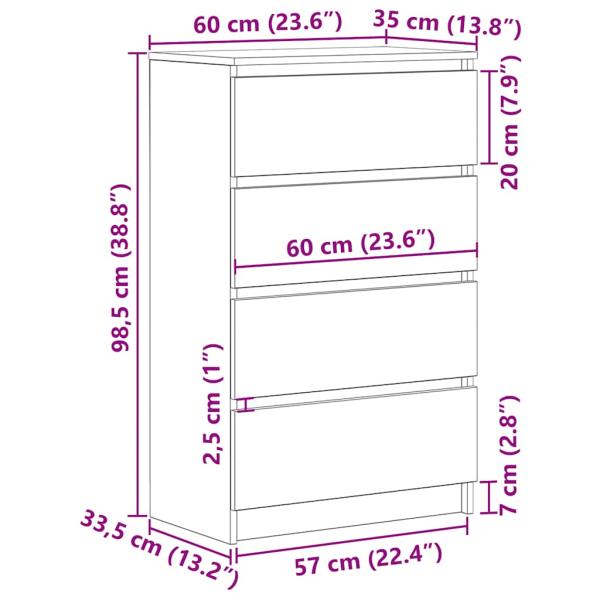 Sideboard Sonoma-Eiche 60x35x98,5 cm Holzwerkstoff