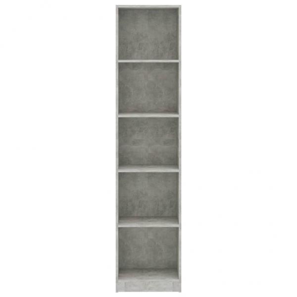 Bücherregal 5 Fächer Betongrau 40x24x175 cm Holzwerkstoff