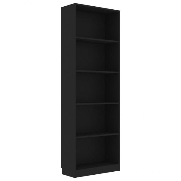 ARDEBO.de - Bücherregal 5 Fächer Schwarz 60x24x175 cm Holzwerkstoff