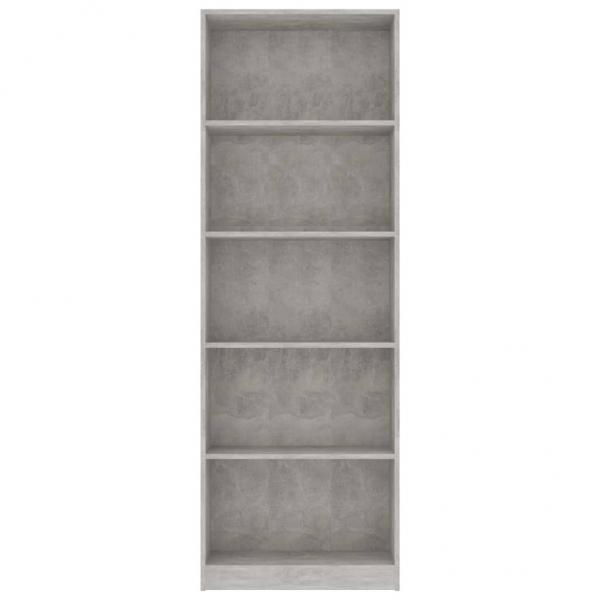 Bücherregal 5 Fächer Betongrau 60x24x175 cm Holzwerkstoff