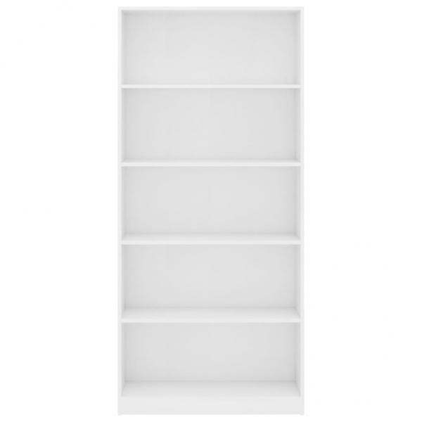 Bücherregal 5 Fächer Weiß 80x24x175 cm Holzwerkstoff