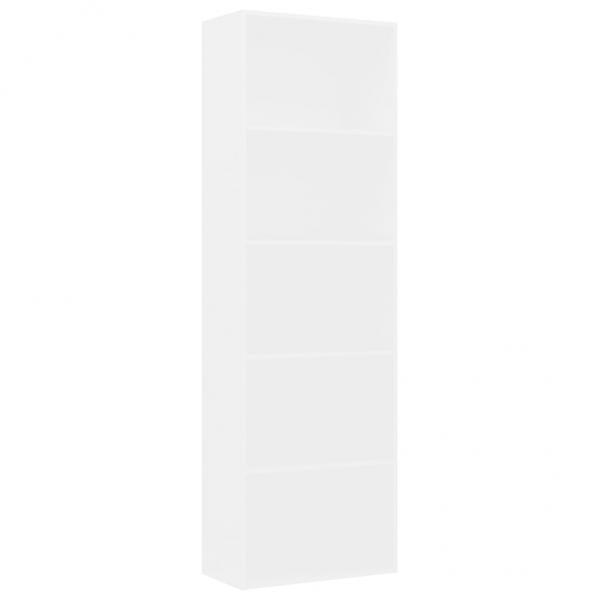 Bücherregal 5 Fächer Weiß 60x30x189 cm Holzwerkstoff