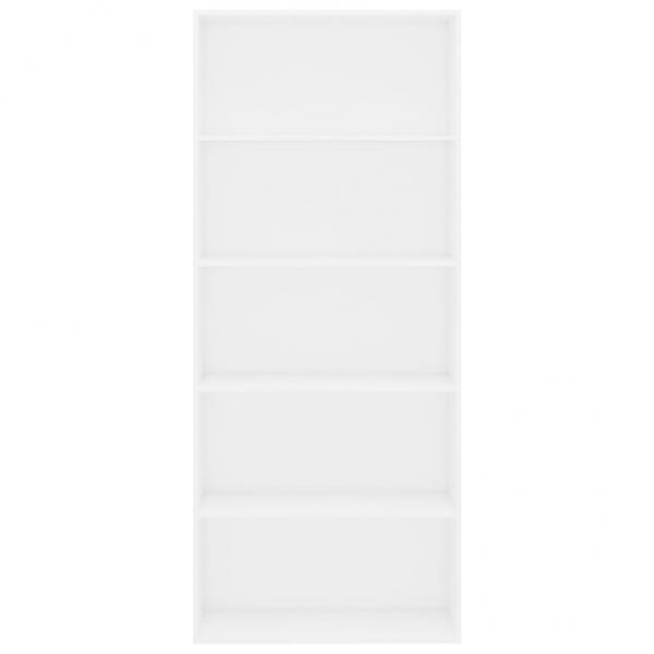 Bücherregal 5 Fächer Weiß 80x30x189 cm Holzwerkstoff