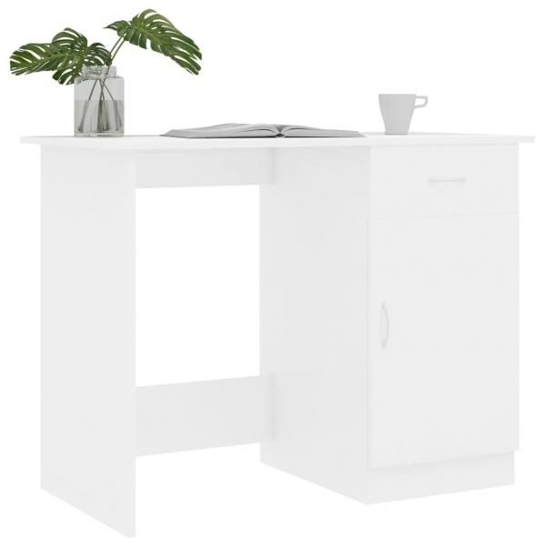 ARDEBO.de - Schreibtisch Hochglanz-Weiß 100x50x76 cm Holzwerkstoff