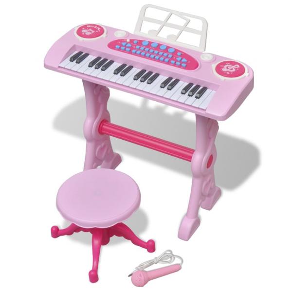 ARDEBO.de - Kinder Keyboard Spielzeug Piano mit Hocker/Mikrofon 37 Tasten Rosa