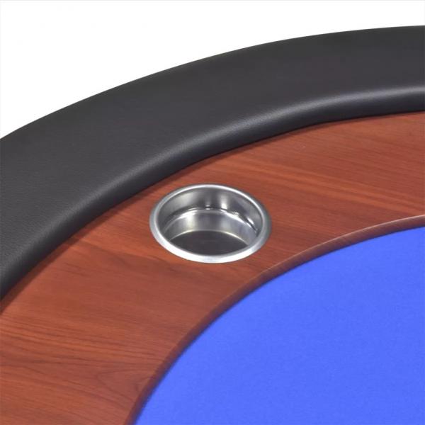 Pokertisch für 10 Spieler mit Dealerbereich und Chipablage Blau