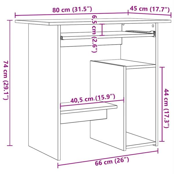 Schreibtisch Betongrau 80x45x74 cm Holzwerkstoff