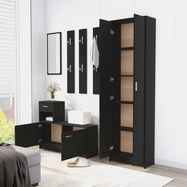 ARDEBO.de - Garderobenschrank Schwarz 55x25x189 cm Holzwerkstoff