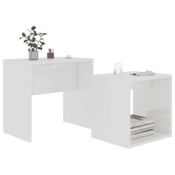 ARDEBO.de - Couchtisch-Set Hochglanz-Weiß 48x30x45 cm Holzwerkstoff