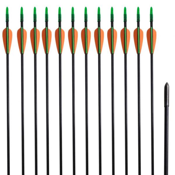 ARDEBO.de - Recurvebogen-Pfeile 30" 0,6 cm Fiberglas 12 Stk.