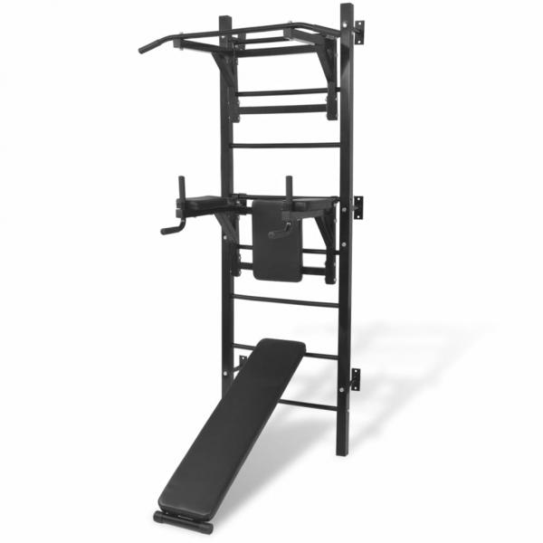 ARDEBO.de - Multifunktionaler Fitness-Kraftturm zur Wandmontage Schwarz