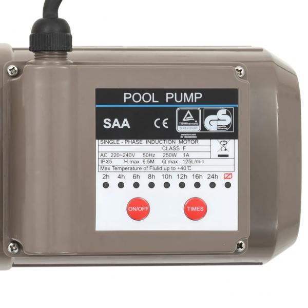 Poolpumpe mit Timer Schwarz 0,25 PS 8000 L/h