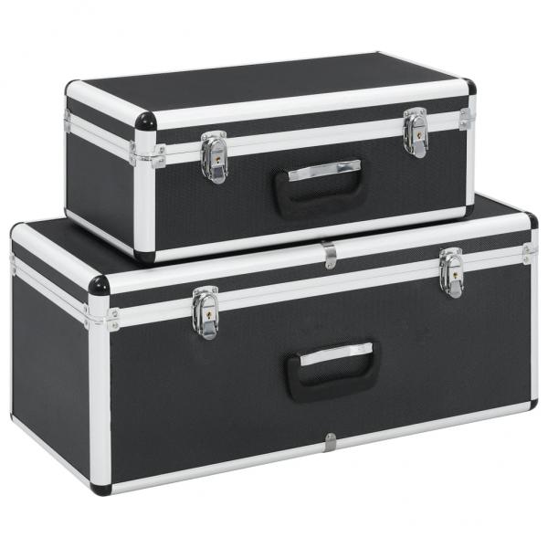 ARDEBO.de - Aufbewahrungskoffer 2 Stk. Schwarz Aluminium 