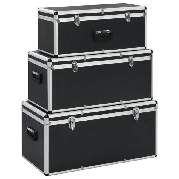 ARDEBO.de - Aufbewahrungskoffer 3 Stk. Schwarz Aluminium