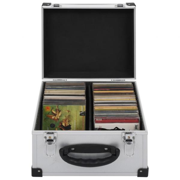 ARDEBO.de - CD-Koffer für 40 CDs Aluminium ABS Silbern