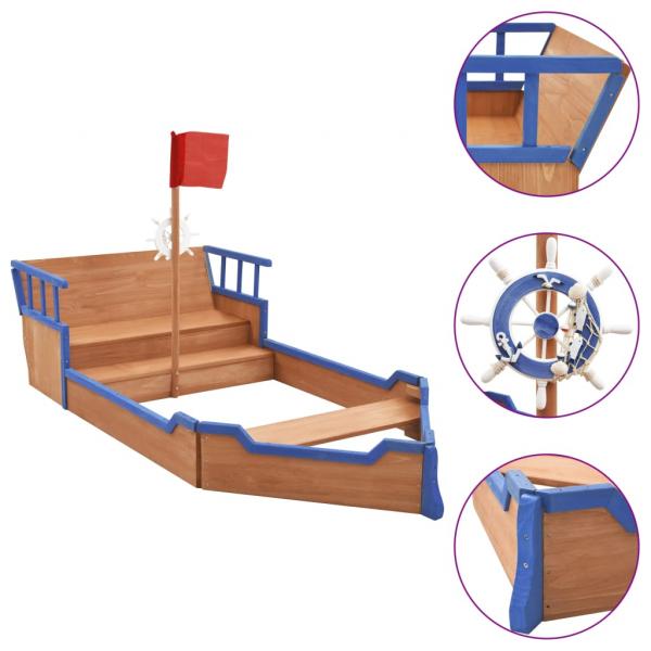 ARDEBO.de - Sandkasten Piratenschiff Tannenholz 190x94,5x101 cm