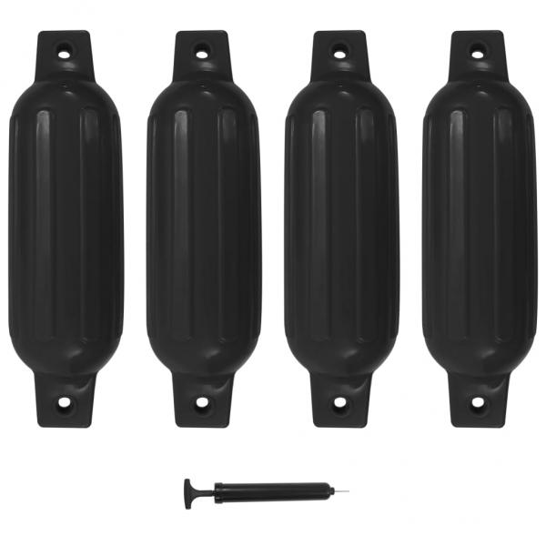 ARDEBO.de - Bootsfender 4 Stk. Schwarz 41 x 11,5 cm PVC