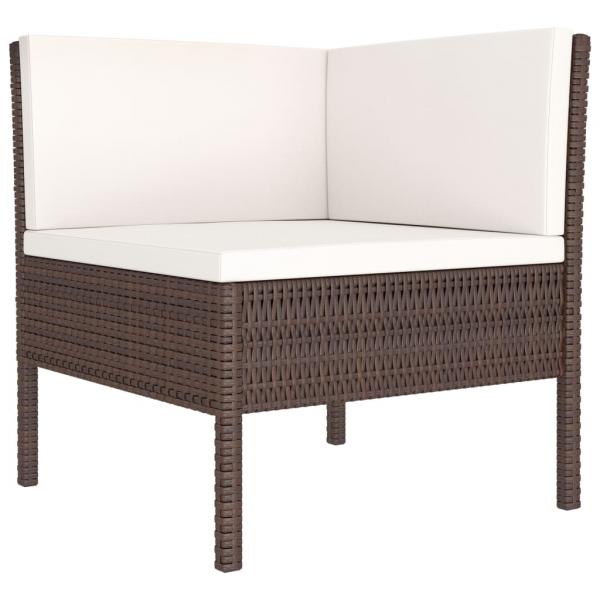 3-tlg. Garten-Lounge-Set mit Auflagen Poly Rattan Braun