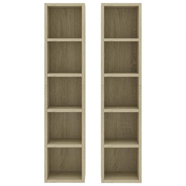 CD-Regale 2 Stk. Sonoma-Eiche 21x16x93,5 cm Holzwerkstoff