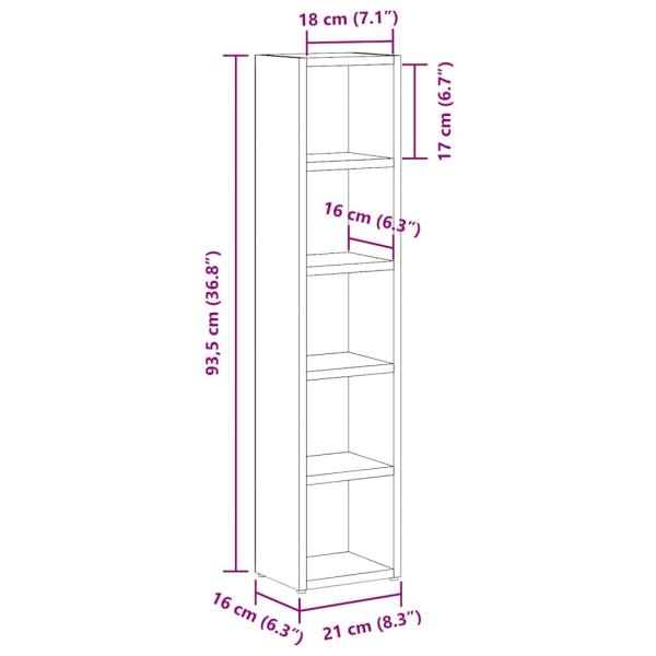 CD-Regale 2 Stk. Betongrau 21x16x93,5 cm Holzwerkstoff