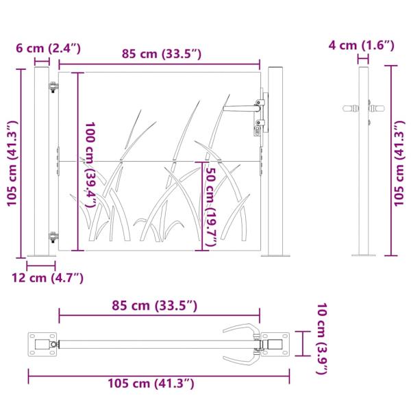 Gartentor 105x105 cm Cortenstahl Gras-Design