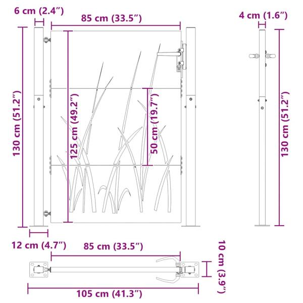 Gartentor 105x130 cm Cortenstahl Gras-Design