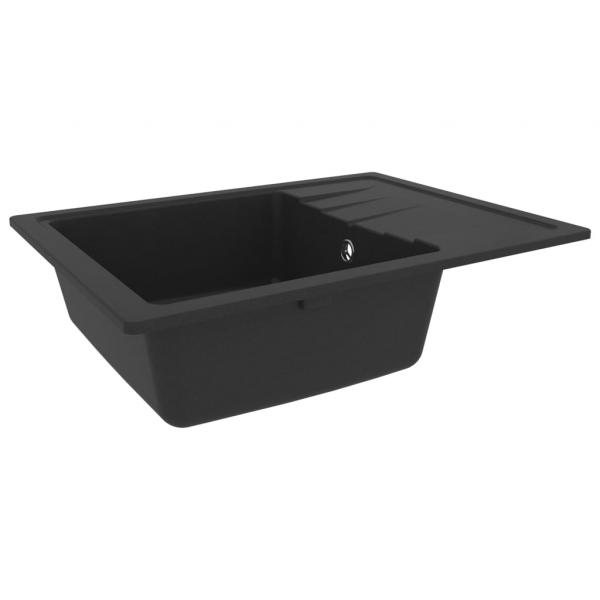 Küchenspüle mit Überlauf Oval Schwarz Granit