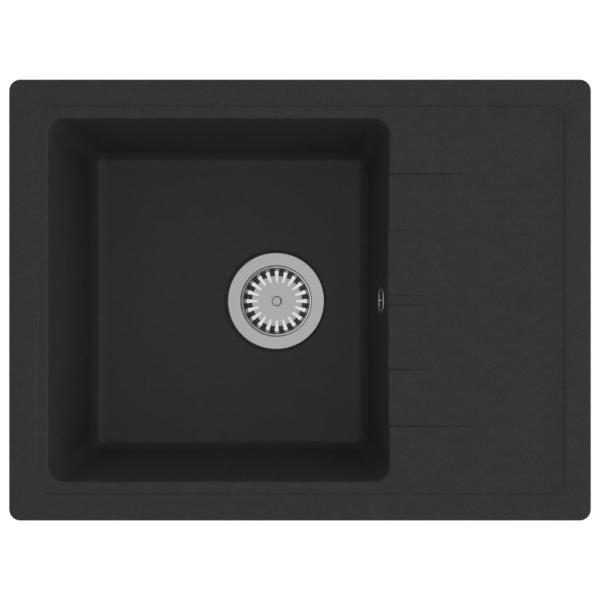 Küchenspüle mit Überlauf Oval Schwarz Granit
