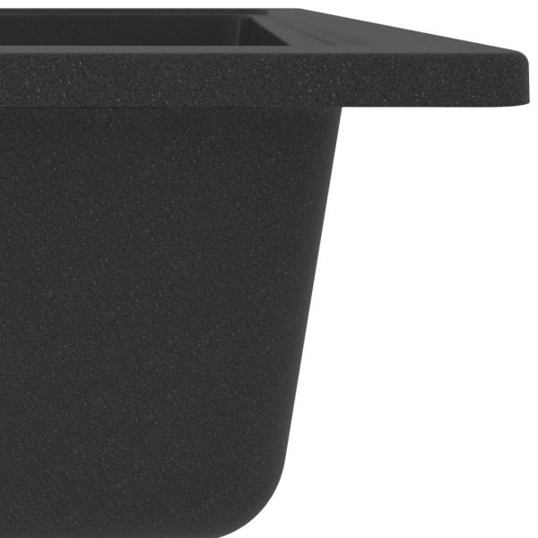 Küchenspüle mit Überlauf Oval Schwarz Granit
