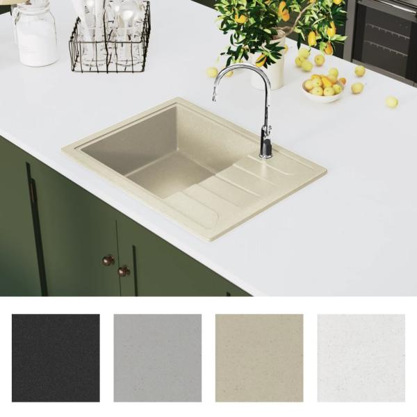Küchenspüle mit Überlauf Oval Beige Granit