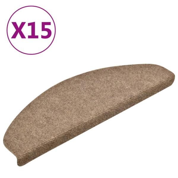 ARDEBO.de - Treppenmatten Selbstklebend 15 Stk. Creme 65x21x4cm Nadelvlies 
