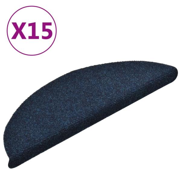 ARDEBO.de - Selbstklebende Treppenmatten 15 Stk. Navy 56x17x3cm Nadelvlies 