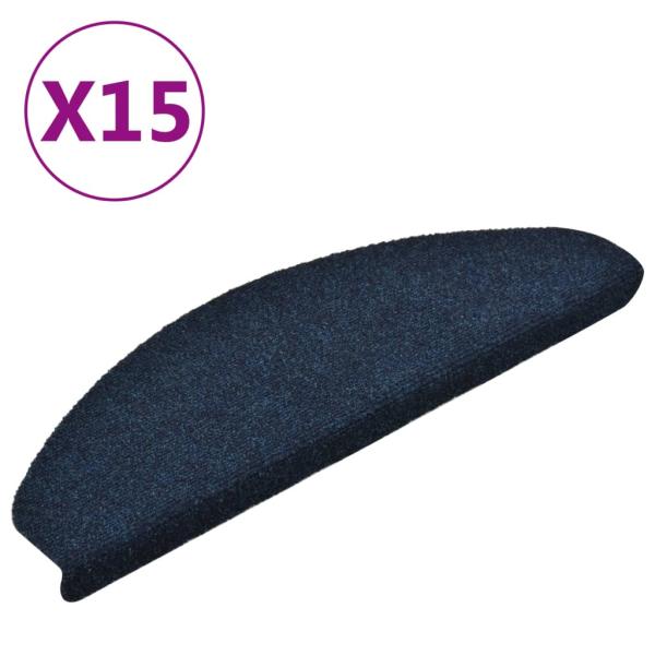 ARDEBO.de - Selbstklebende Treppenmatten 15 Stk. Navy 65x21x4cm Nadelvlies 